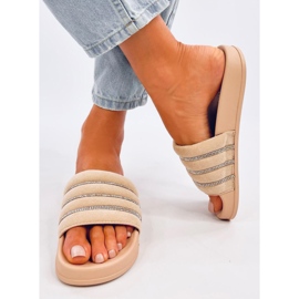 Chanclas Lynne Beige con pedrería 4