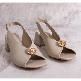 Sandalias tacón piel beige Karino 4