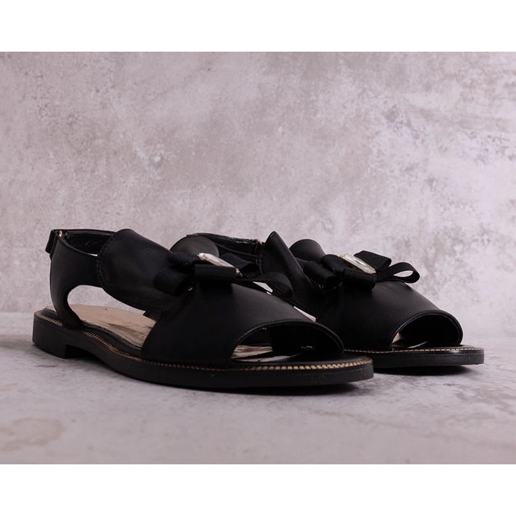Sandalias negras con lazo y circonitas KARINO negro 1 Sandalias negras con lazo y circonitas KARINO negro 1