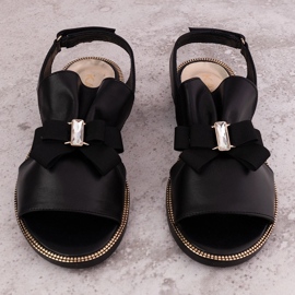 Sandalias negras con lazo y circonitas KARINO negro 2