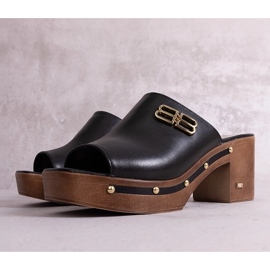 Mules KARINO piel tacón negro 2
