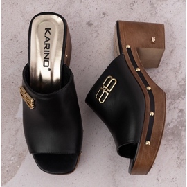 Mules KARINO piel tacón negro 3