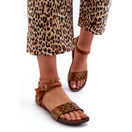 Zazoo 40027 Sandalias Planas Mujer Piel, Cobre marrón 2