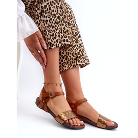 Zazoo 40027 Sandalias Planas Mujer Piel, Cobre marrón 3