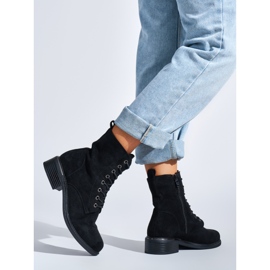 Botines de mujer negros con cordones y tacón bajo 4