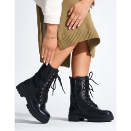 Botas obreras negras con cordones para mujer. negro 3