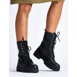 Botas obreras negras con cordones para mujer. negro 1 Botas obreras negras con cordones para mujer. negro 1