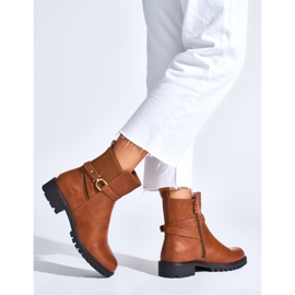 Botines de mujer marrones con hebilla decorativa marrón 3