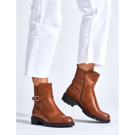 Botines de mujer marrones con hebilla decorativa marrón 1