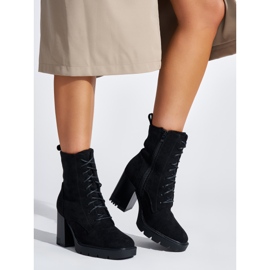 Botines cordones ante negro 1