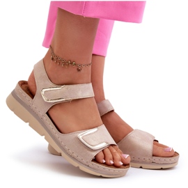 Evento Sandalias Mujer con Velcro, Beige 4