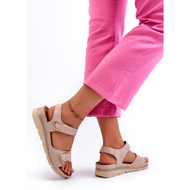 Evento Sandalias Mujer con Velcro, Beige 2