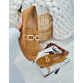 Mocasines De Mujer De Ante Con Tacón Plano Camel Misal marrón 3