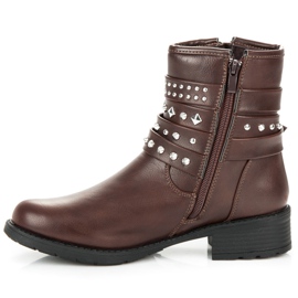 Ptpt Botas rockeras con pedrería marrón 2