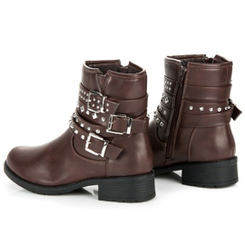 Ptpt Botas rockeras con pedrería marrón 3