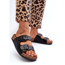 Evento Chanclas de Mujer con Plataforma de Corcho y Hebillas, Negro Klinesta 1