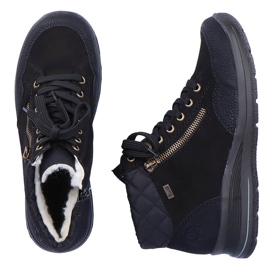 Botas aislantes mujer Rieker L7701-00 de piel impermeable negra negro 7