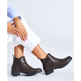 Botines de mujer marrones con tacón plano marrón 3