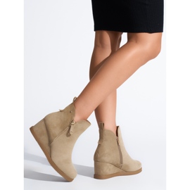 Botas cuña mujer beige 2