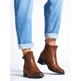 Botines de mujer marrones con tacón bajo marrón 1