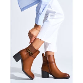 Botines de mujer camel con tacón alto marrón 3