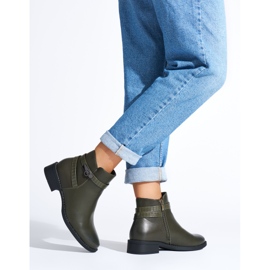 Botines tacón bajo mujer verde oscuro 2