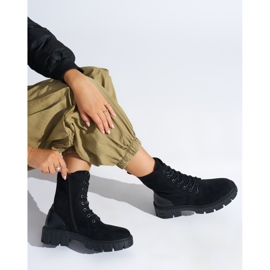 Botas obreras negras con cordones para mujer. negro 3