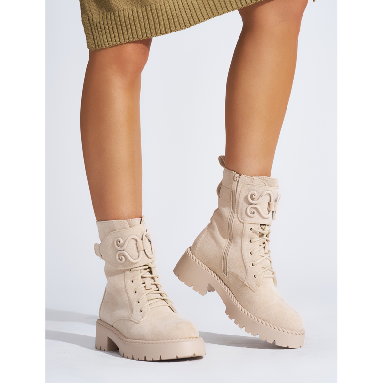 Botas trabajadoras mujer ante beige 1
