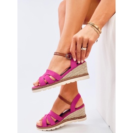 Sandalias cuña alpargata Rosco Fucsia rosado 1