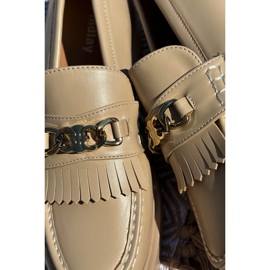 PH2 Mocasines Mujer Piel Ecológica Adorno Dorado, Beige Zanita 2
