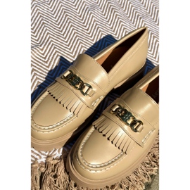 PH2 Mocasines Mujer Piel Ecológica Adorno Dorado, Beige Zanita 3