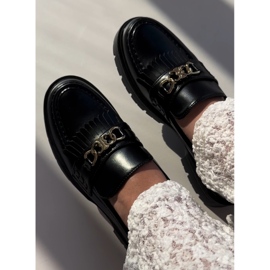 PH2 Mocasines Mujer Piel Ecológica Adorno Dorado, Negro Zanita 4