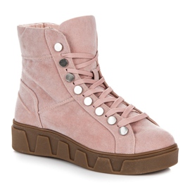 Betler Botas con cordones en la plataforma rosado 1