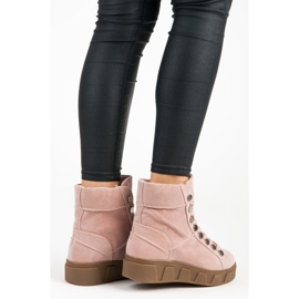 Betler Botas con cordones en la plataforma rosado 5