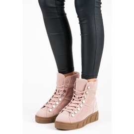 Betler Botas con cordones en la plataforma rosado 4