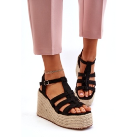 Sandalias de mujeres alpargadas para cuña con trenza negra negro 1 Sandalias de mujeres alpargadas para cuña con trenza negra negro 1