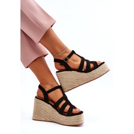 Sandalias de mujeres alpargadas para cuña con trenza negra negro 4 Sandalias de mujeres alpargadas para cuña con trenza negra negro 4