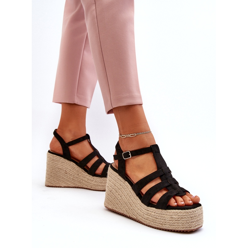 Sandalias de mujeres alpargadas para cuña con trenza negra negro 2 Sandalias de mujeres alpargadas para cuña con trenza negra negro 2