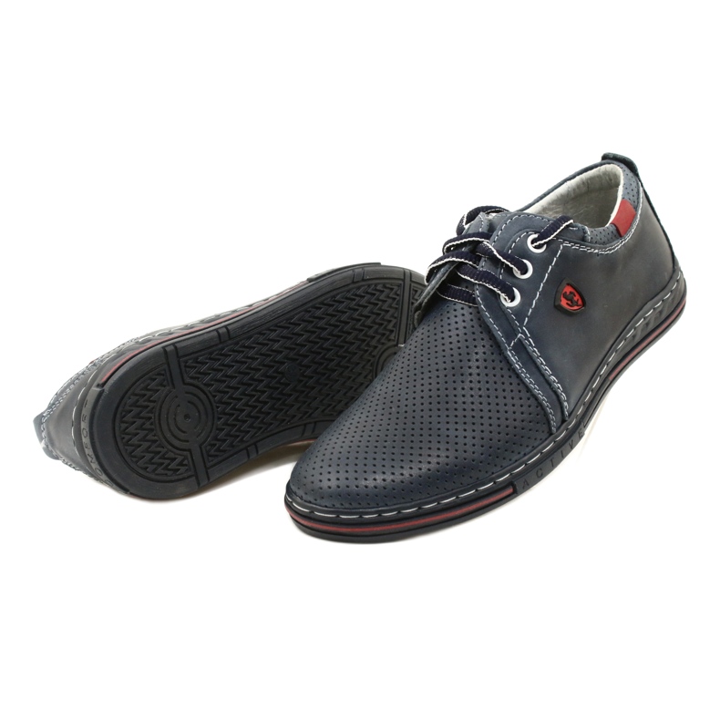 Polbut Zapatos de piel para hombre 343P, perforación, azul marino 6