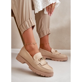PH2 Mocasines Mujer Piel Ecológica Adorno Dorado, Beige Zanita 8