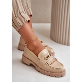 PH2 Mocasines Mujer Piel Ecológica Adorno Dorado, Beige Zanita 9