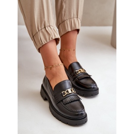 PH2 Mocasines Mujer Piel Ecológica Adorno Dorado, Negro Zanita 5