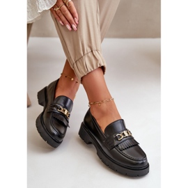 PH2 Mocasines Mujer Piel Ecológica Adorno Dorado, Negro Zanita 6