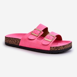 Chanclas sin cordones para mujer con suela de corcho, rosa neón, Cortina rosado 3