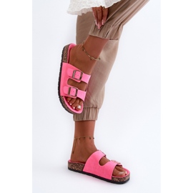 Chanclas sin cordones para mujer con suela de corcho, rosa neón, Cortina rosado 5