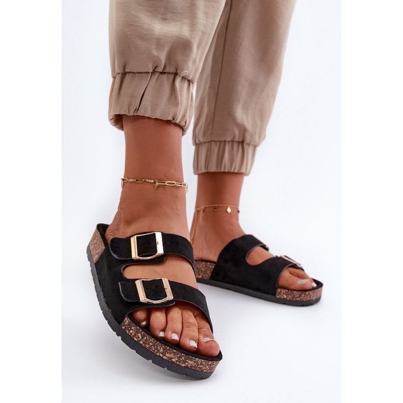 Sandalias De Mujer Con Suela De Corcho Black Cortina negro 2