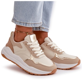 Zapatillas Deportivas De Mujer Con Plataforma En Piel Ecológica, Beige Issatta 8