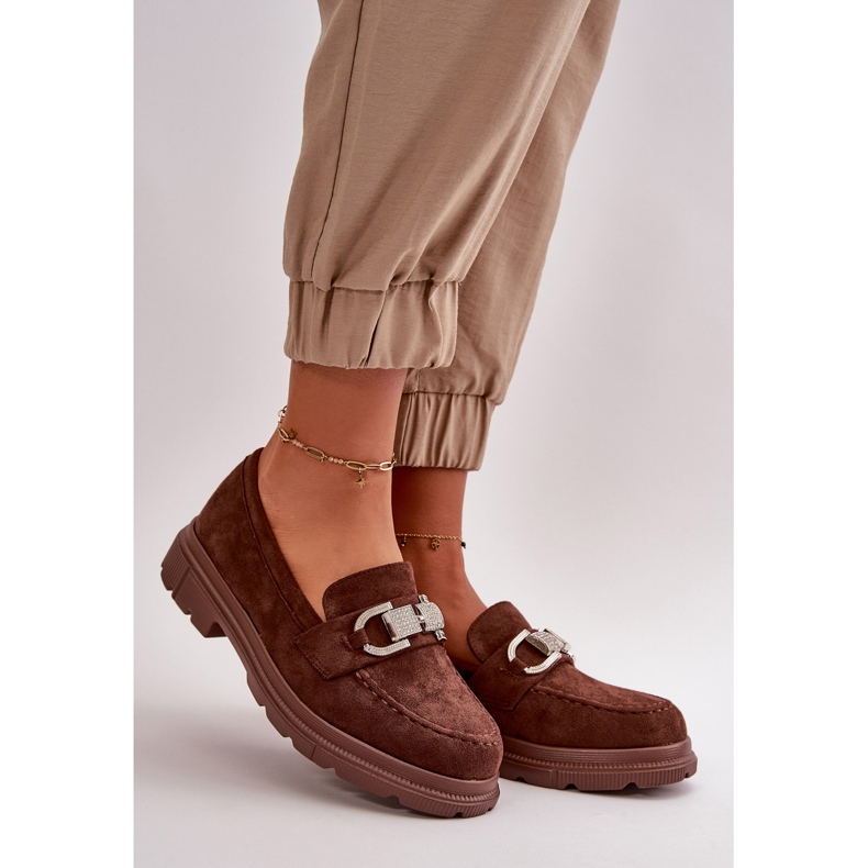 Mocasines Mujer Ante Ecológico Con Adorno, Glicina Marrón 1