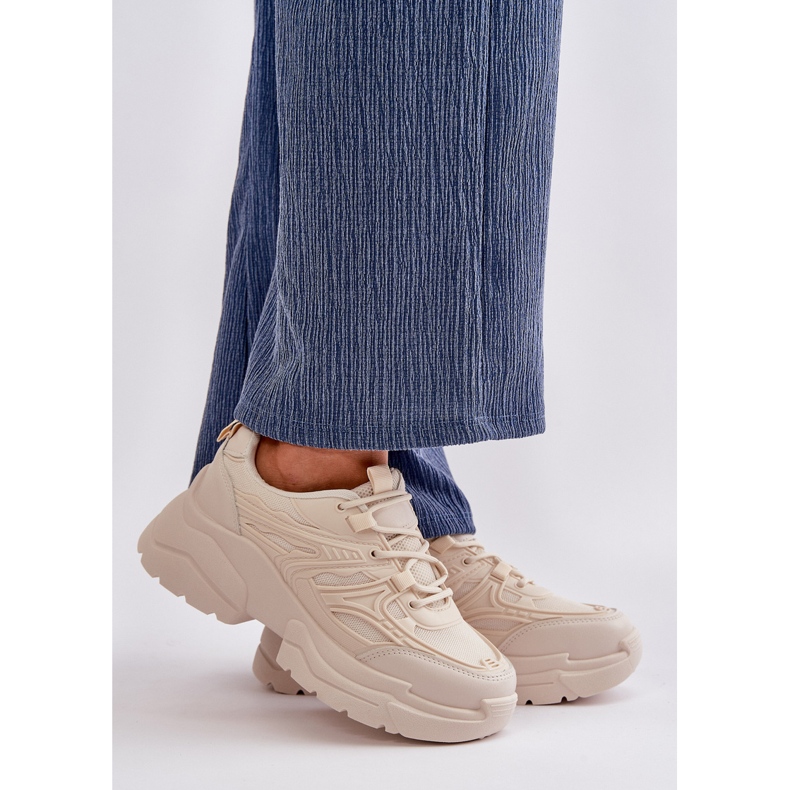 Zapatillas Deportivas de Mujer con Suela Gruesa, Beige Claro Lerista 1