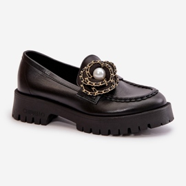 Mocasines Mujer Piel Decorado Flor Negro CheBello 4520 3